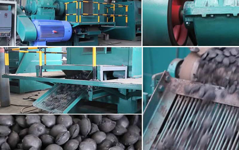 Coal briquette machines in operation